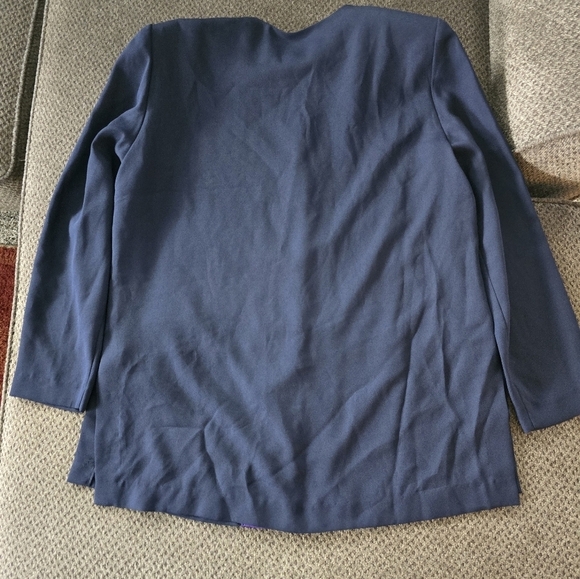 Vintage Leslie Fay Jacket Women 16 Color Block Padded 5Button Embroidered Career - Picture 13 of 14